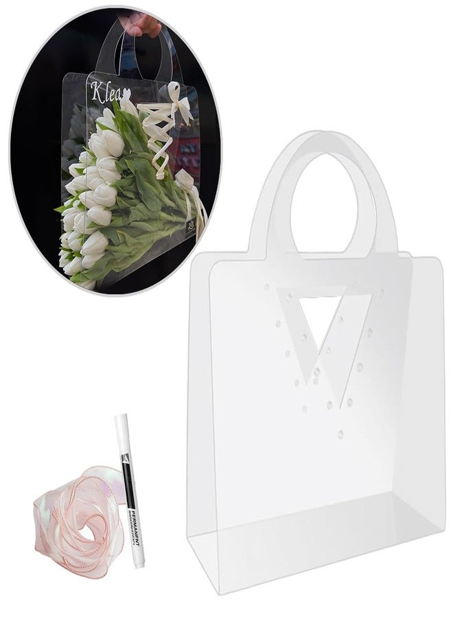 BBJ WRAPS Transparent Flower Bags For Bouquets PET Floral Gift Bags With Handle, Florist Supplies Packaging For Flower Shops On Valentine's Day, Mother's Day, Birthday Party(Triangle) - Image 4